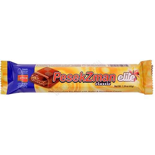 Elite Classic Pesek Zman Milk Chocolate Bar Filled With Wafer & Hazelnut Cream 1.59 Oz