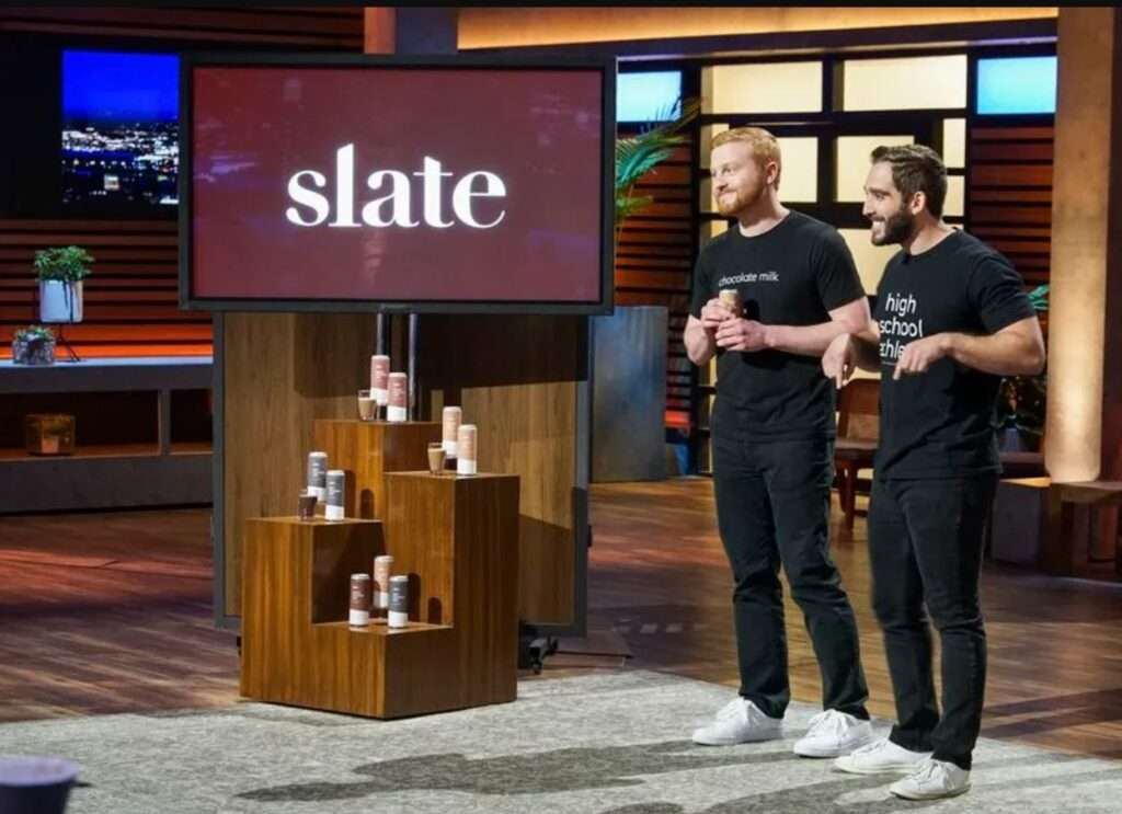 Slate, co-founded by friends Manny Lubin and Josh Belinsky, created a healthier version of classic chocolate milk, but passed a rough patch shortly after launch. The judges weren't impressed when the founder duo unveiled an early prototype at Shark Tank in 2019: "Oh, I don't like it at all!" Mark Cuban after a sip I heard him