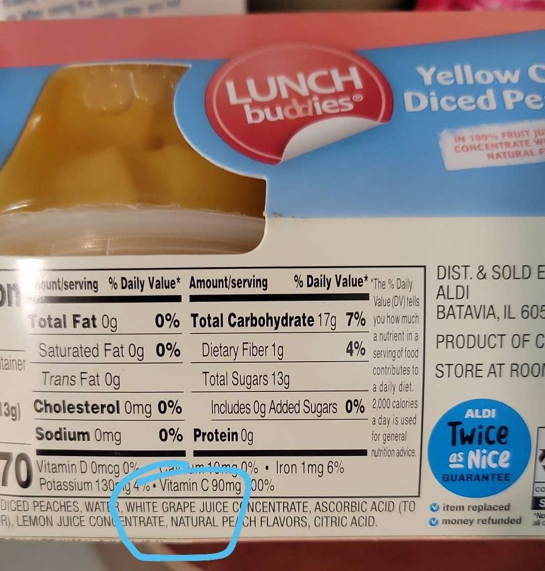 Kosher Alert: Aldi's Lunch Lunch Buddies Fruit Bowls Unauthorized Use Of Star-K Symbol ingredients contains white grape juice