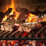 Beef cooking on the grill